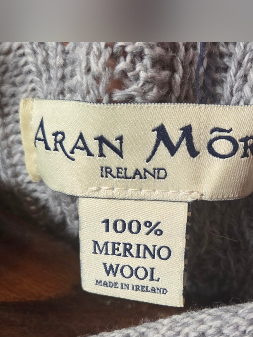 Aran Mor Irish Rollneck Cable Knit Tunic Gray Sweater Size Large - Picture 5 of 5
